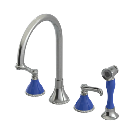 Rubinet Widespread Kitchen Set with Hand Spray Satin Nickel