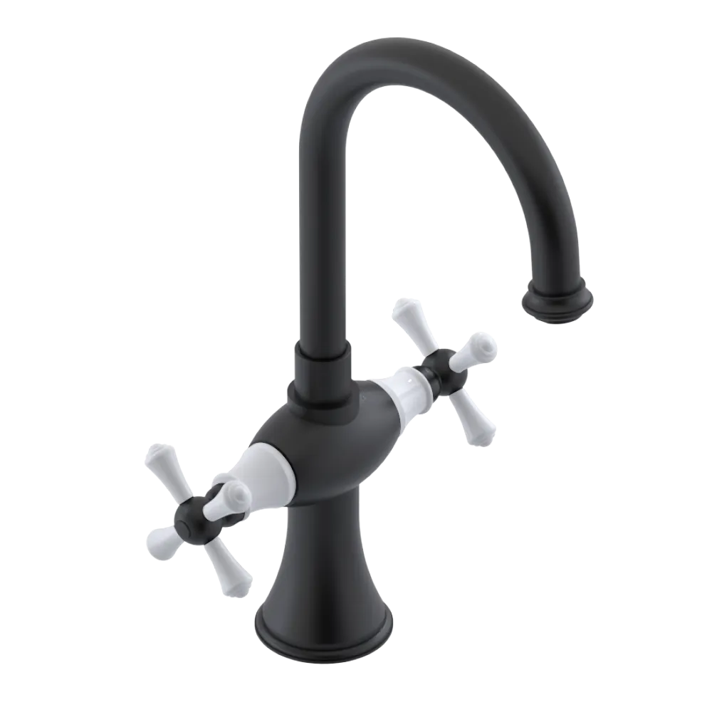 Rubinet Single Hole Dual Handle Lav. Set. (less drain) Matt Black