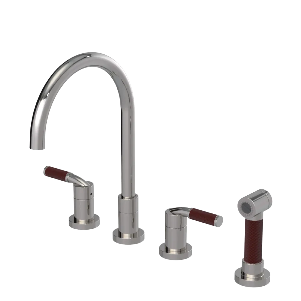 Rubinet Widespread Kitchen Set with Hand Spray Polished Nickel