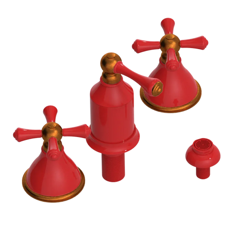 Rubinet Bidet Fitting with Spray, Diverter, and Vacum Breaker (Less Drain) Red