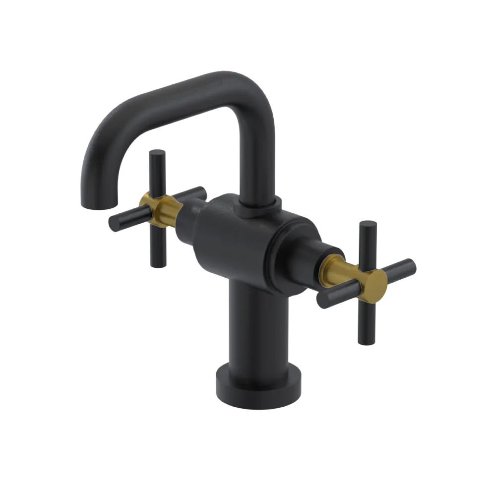 Rubinet Single Hole Dual Handle Lav. Set. (less drain) Matt Black