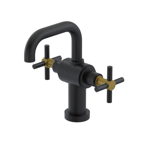 Rubinet Single Hole Dual Handle Lav. Set. (less drain) Matt Black