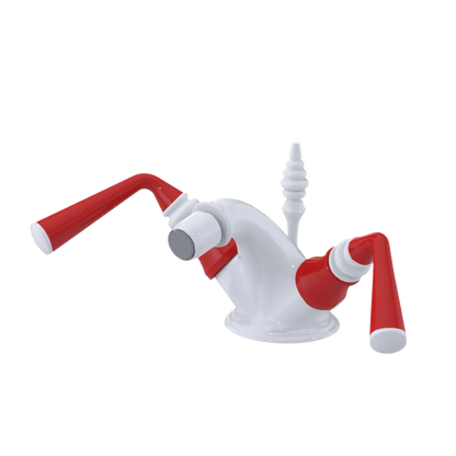 Rubinet Single Hole Dual Handle Bidet Fitting (Less Drain) White