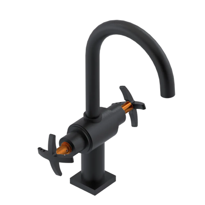 Rubinet Single Hole Dual Handle Lav. Set. (less drain) Matt Black