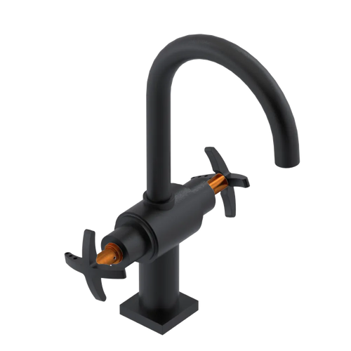 Rubinet Single Hole Dual Handle Lav. Set. (less drain) Matt Black