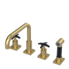Rubinet Widespread Kitchen Set with Genesis Spout with Hand Spray Satin Gold
