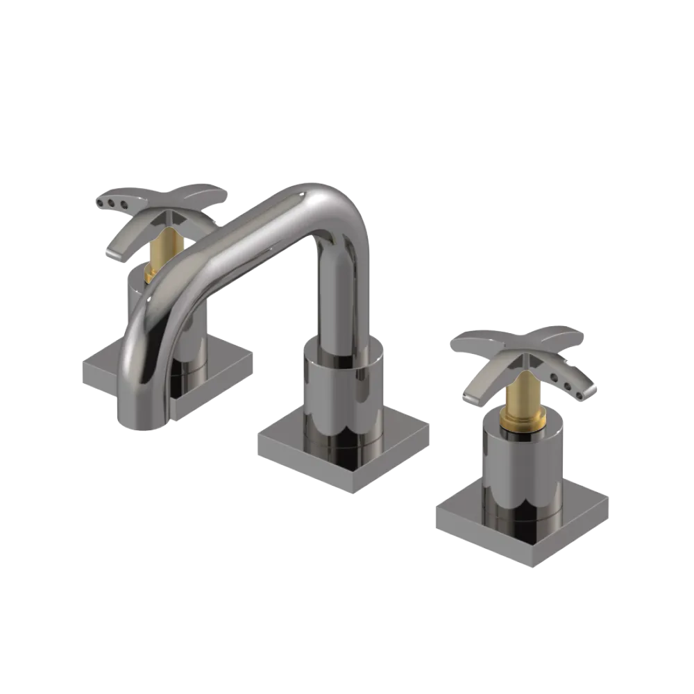 Rubinet Widespread Lav. Set. with Genesis spout (less drain) Polished Nickel