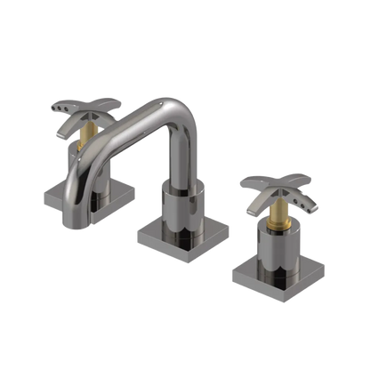 Rubinet Widespread Lav. Set. with Genesis spout (less drain) Polished Nickel