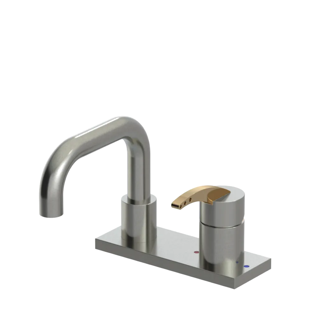 Rubinet 4" Centre Single Control Lav. Set. with Genesis spout (less drain) Satin Nickel