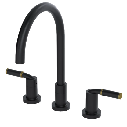 Rubinet Widespread Kitchen Set Matt Black
