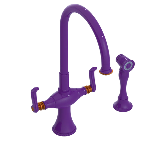 Rubinet Two Handle Single Hole Kitchen Set with Hand Spray Purple Haze
