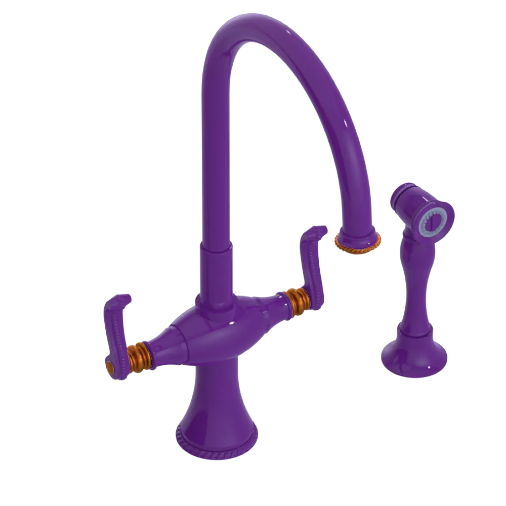Rubinet Two Handle Single Hole Kitchen Set with Hand Spray Purple Haze