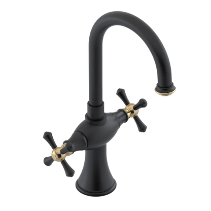 Rubinet Single Hole Dual Handle Lav. Set. (less drain) Matt Black