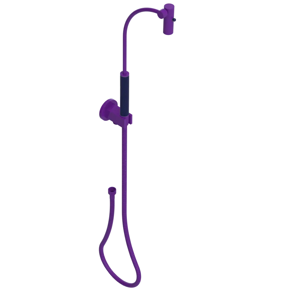 Rubinet Hand Held Shower Bidet with Extended Reach & Dual Function Spray Including Wall Bracket with Supply & Hose (Round) Purple Haze