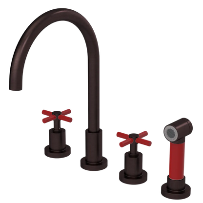 Rubinet Widespread Kitchen Set with LaSalle Spout with Hand Spray Oil Rubbed Bronze