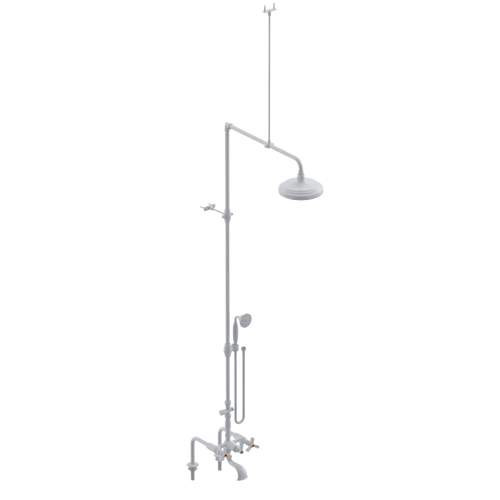 Rubinet Deck Mount Tub & Shower with Hand Held Shower White