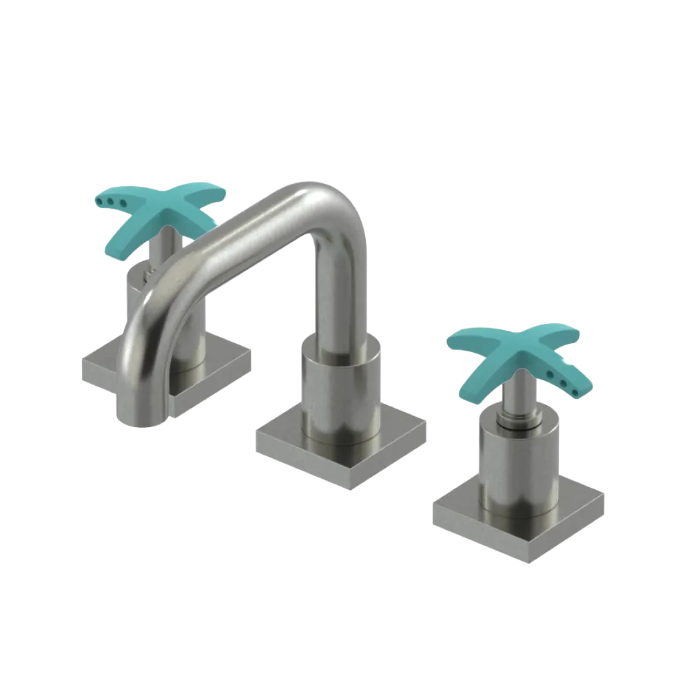 Rubinet Widespread Lav. Set. with Genesis spout (less drain) Satin Nickel