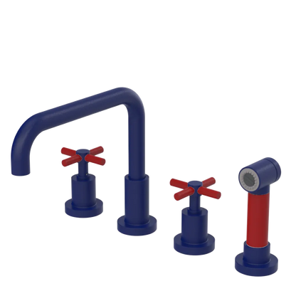 Rubinet Widespread Kitchen Set with Hand Spray Midnight Blue