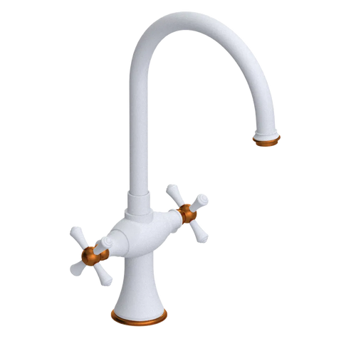 Rubinet Two Handle Single Hole Kitchen Set Matt White