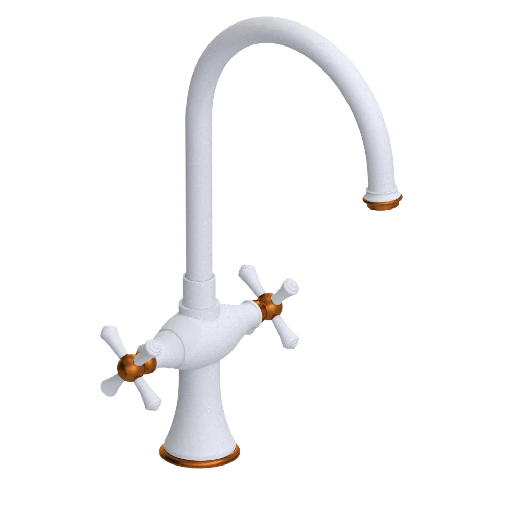 Rubinet Two Handle Single Hole Kitchen Set Matt White