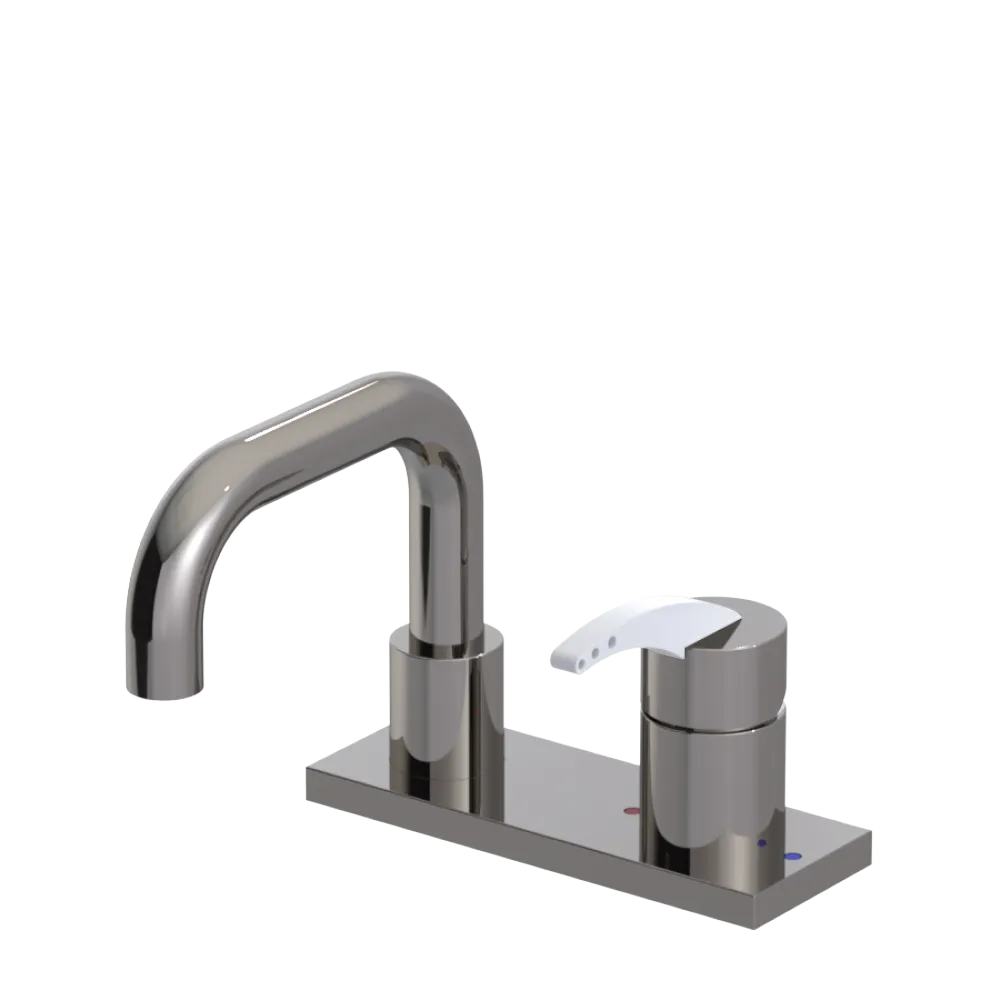 Rubinet 4" Centre Single Control Lav. Set. with Genesis spout (less drain) Polished Nickel