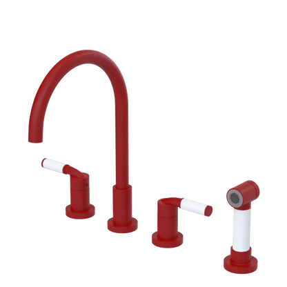 Rubinet Widespread Kitchen Set with Hand Spray Maroon