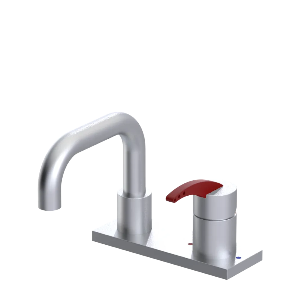 Rubinet 4" Centre Single Control Lav. Set. with Genesis spout (less drain) Satin Chrome