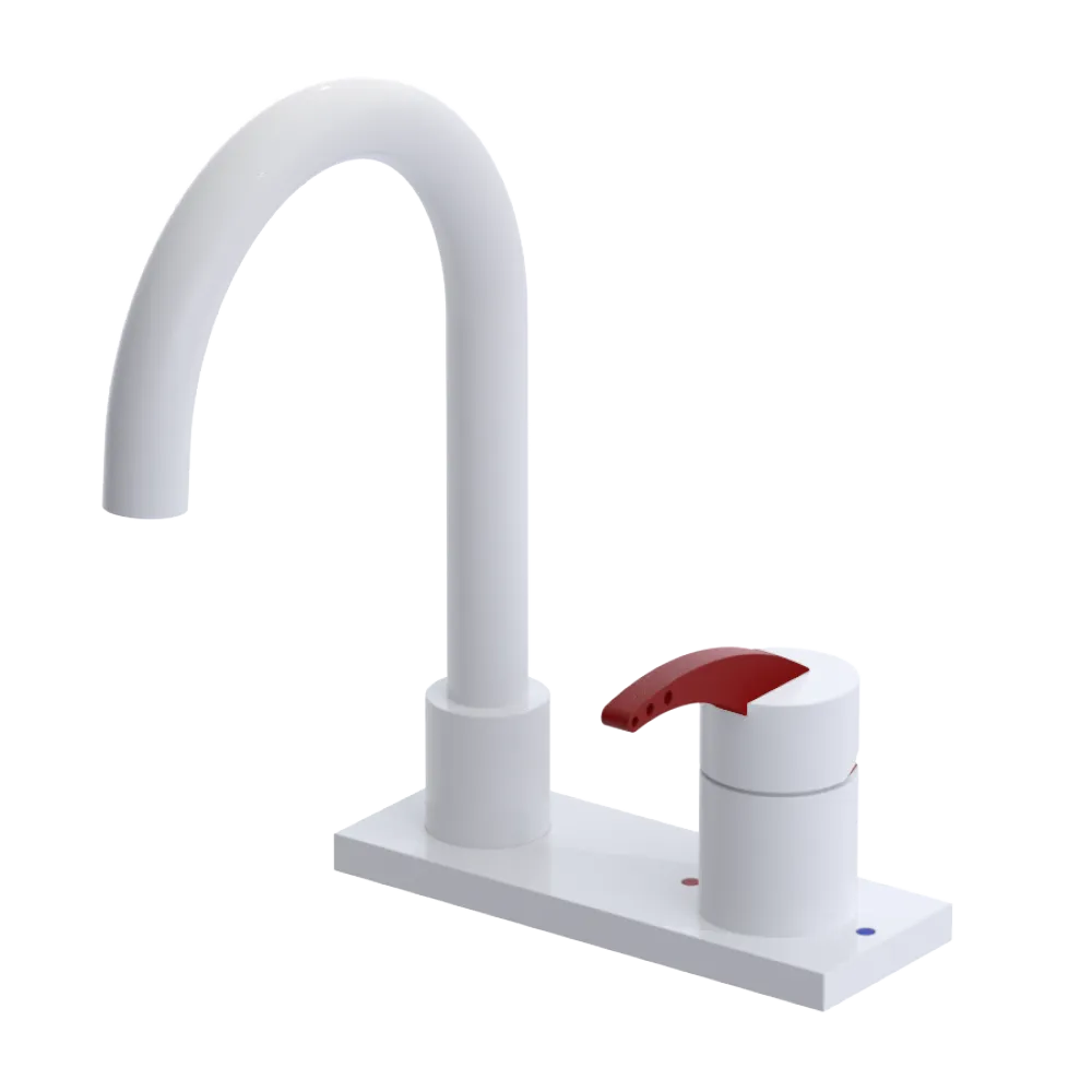 Rubinet 4" Centre Single Control Lav. Set. (less drain) White