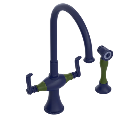 Rubinet Two Handle Single Hole Kitchen Set with Hand Spray Midnight Blue