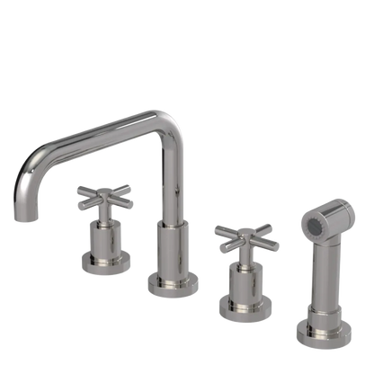 Rubinet Widespread Kitchen Set with Hand Spray Polished Nickel