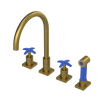 Rubinet Widespread Kitchen Set with Hand Spray Antique Brass Matt