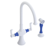 Rubinet Two Handle Single Hole Kitchen Set with Hand Spray Matt White