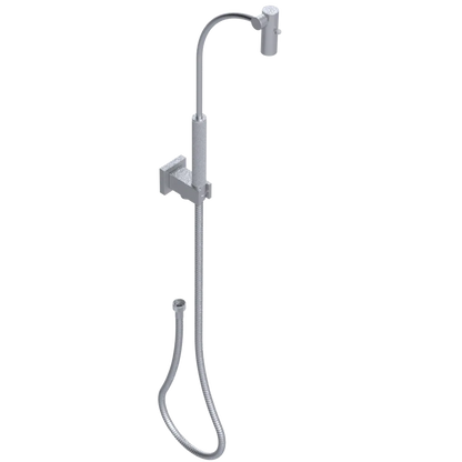 Rubinet Hand Held Shower Bidet with Extended Reach & Dual Function Spray Including Wall Bracket with Supply & Hose (Square) Satin Chrome