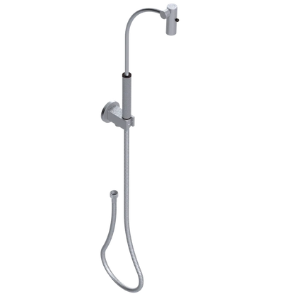 Rubinet Hand Held Shower Bidet with Extended Reach & Dual Function Spray Including Wall Bracket with Supply & Hose (Round) Satin Chrome