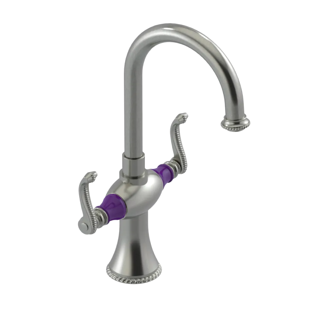 Rubinet Single Hole Dual Handle Lav. Set. (less drain) Satin Nickel