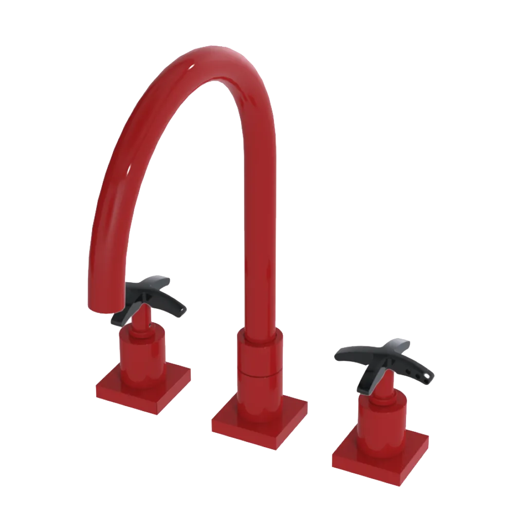 Rubinet Widespread Kitchen Set Red