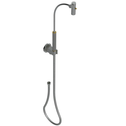 Rubinet Hand Held Shower Bidet with Extended Reach & Dual Function Spray Including Wall Bracket with Supply & Hose (Round) Satin Nickel