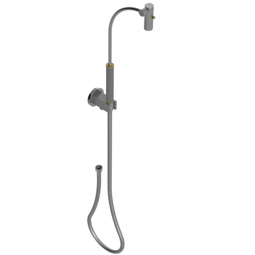 Rubinet Hand Held Shower Bidet with Extended Reach & Dual Function Spray Including Wall Bracket with Supply & Hose (Round) Satin Nickel
