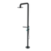 Rubinet Pressure Balance Outdoor Shower with Hand Held Shower & 10" Shower Head (with shelf) - 304 Stainless Steel Matt Black
