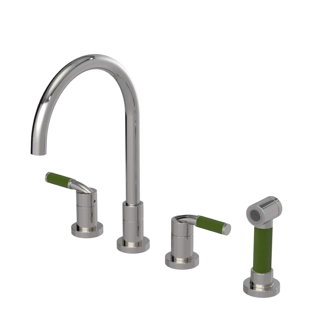 Rubinet Widespread Kitchen Set with Hand Spray Polished Nickel