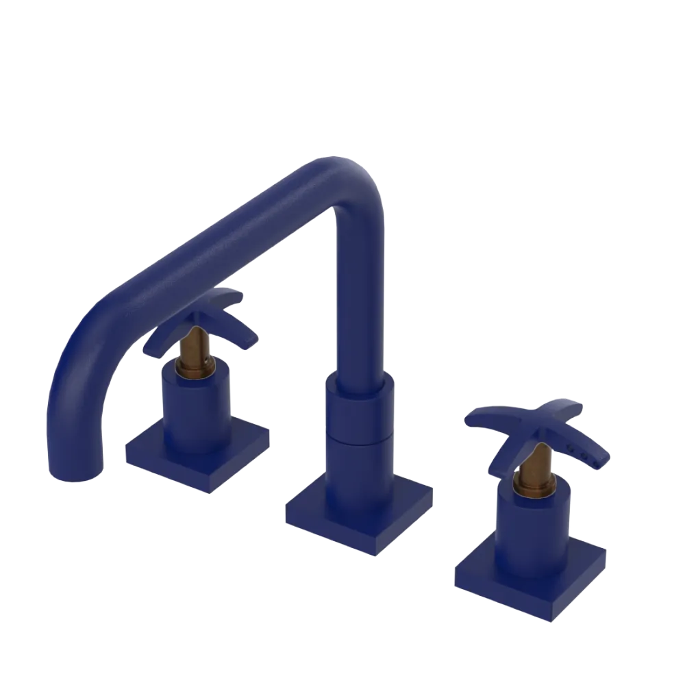 Rubinet Widespread Kitchen Set with Genesis Spout Midnight Blue