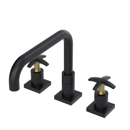 Rubinet Widespread Kitchen Set with Genesis Spout Matt Black