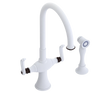 Rubinet Two Handle Single Hole Kitchen Set with Hand Spray Matt White