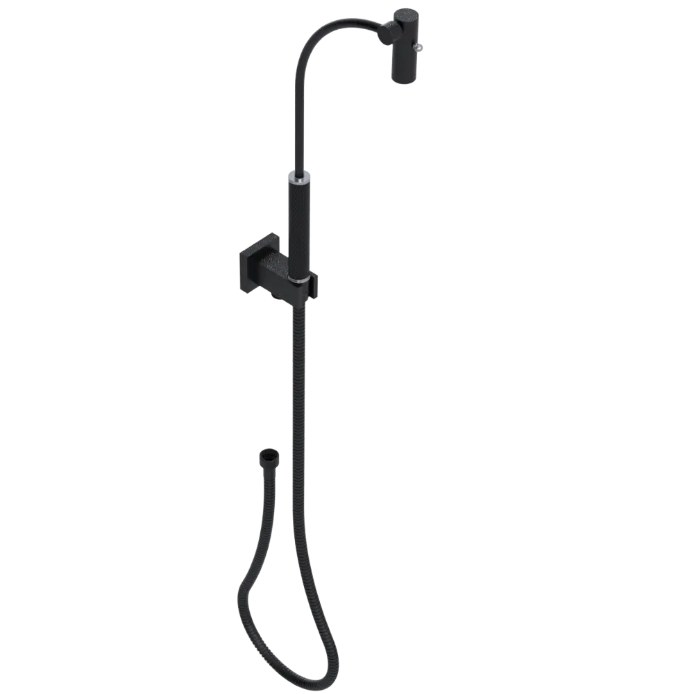 Rubinet Hand Held Shower Bidet with Extended Reach & Dual Function Spray Including Wall Bracket with Supply & Hose (Square) Matt Black