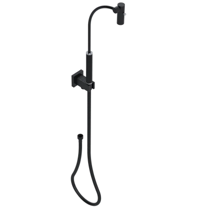 Rubinet Hand Held Shower Bidet with Extended Reach & Dual Function Spray Including Wall Bracket with Supply & Hose (Square) Matt Black