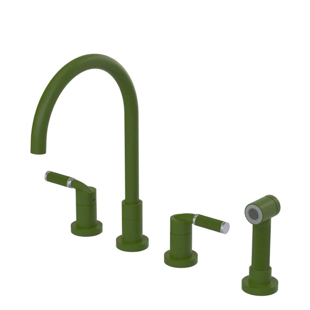 Rubinet Widespread Kitchen Set with Hand Spray Green Envy