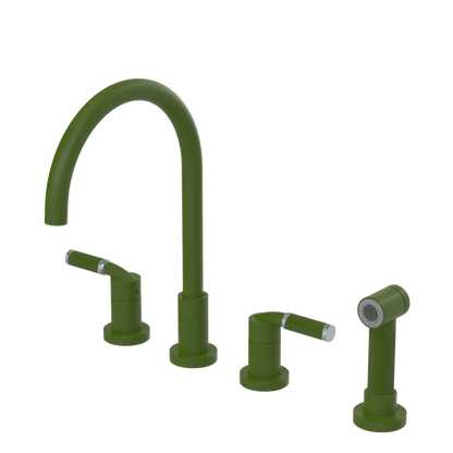 Rubinet Widespread Kitchen Set with Hand Spray Green Envy