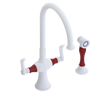 Rubinet Two Handle Single Hole Kitchen Set with Hand Spray Matt White