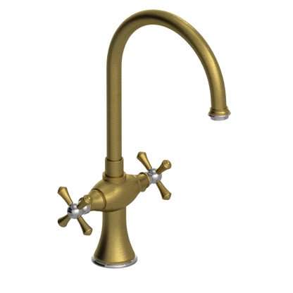 Rubinet Two Handle Single Hole Kitchen Set Antique Brass Matt