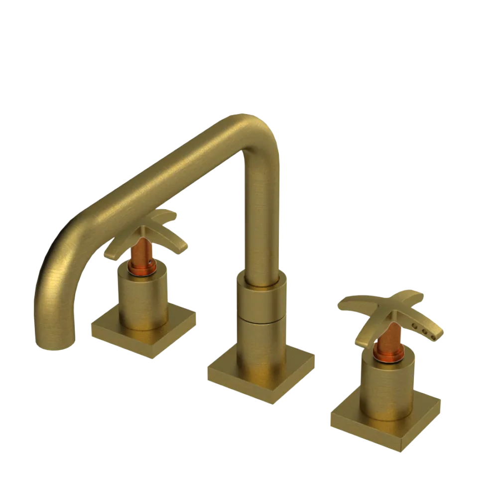 Rubinet Widespread Kitchen Set with Genesis Spout Antique Brass Matt